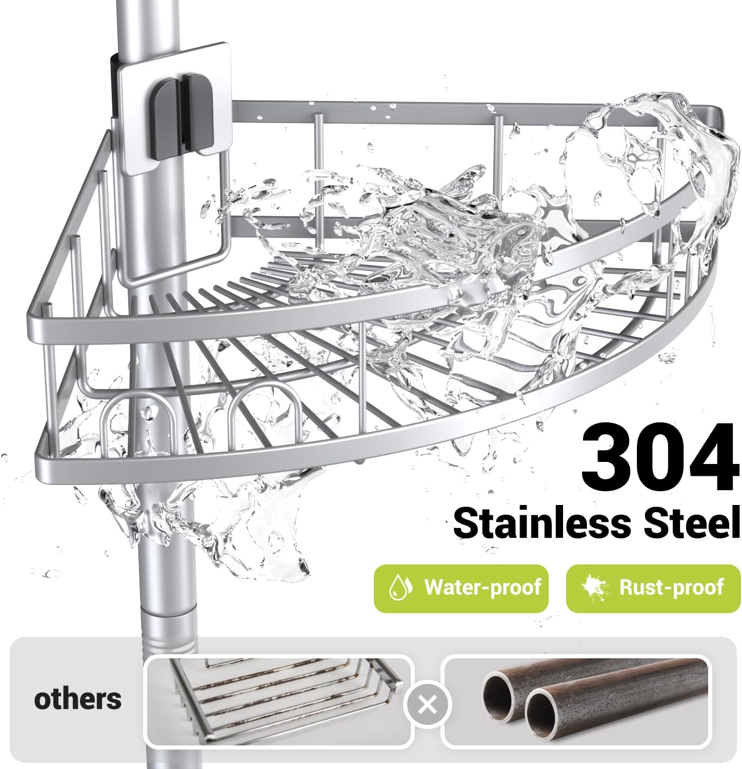 Aitatty Standing Shower Caddy Corner: 4-tier Rustproof Shower Organizer Shelf - Floor Shower Corner Shelf Rack Stand for Bathroom Chrome