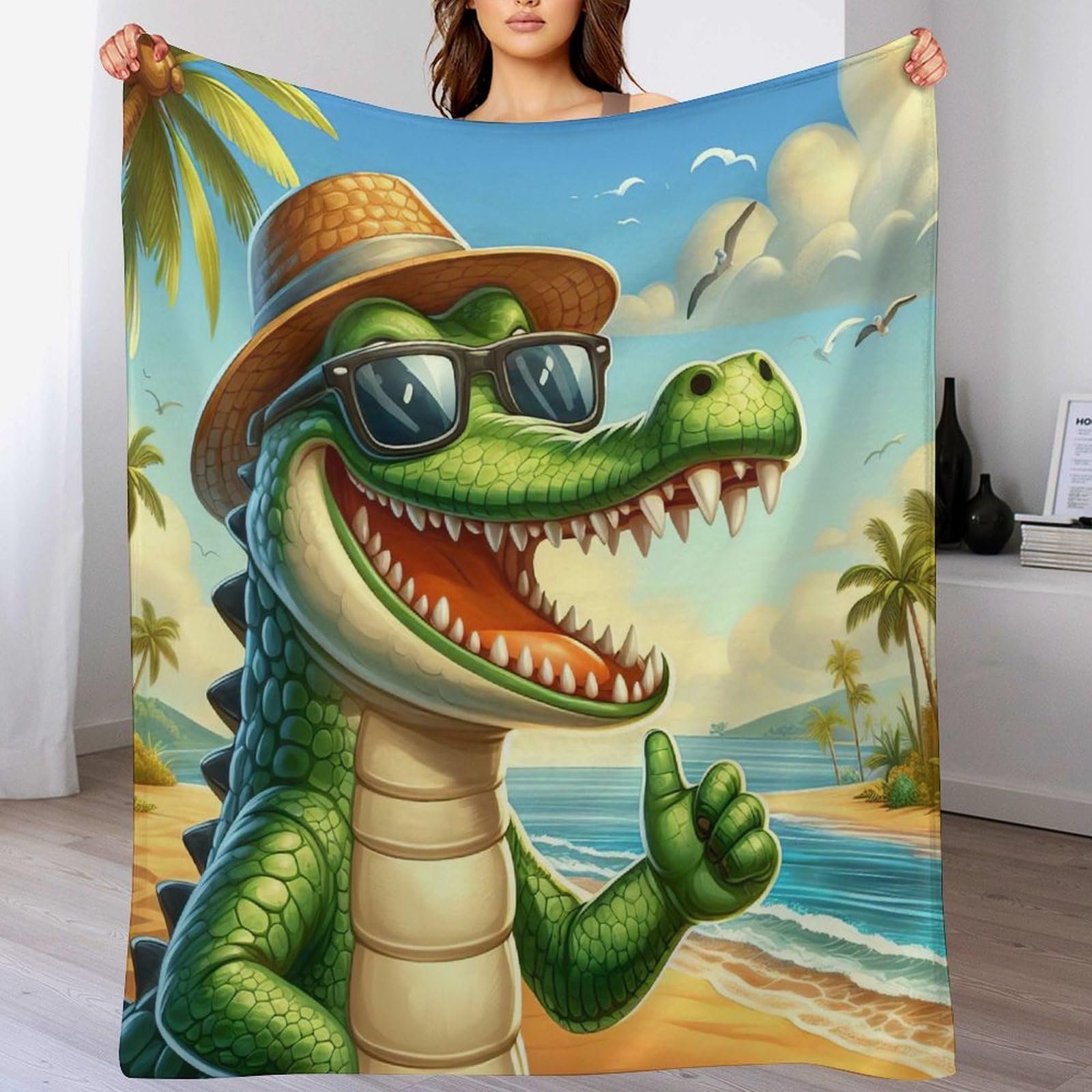 Manta de sofa de cocodrilo ideal para tardes de pelicula y noches de invierno