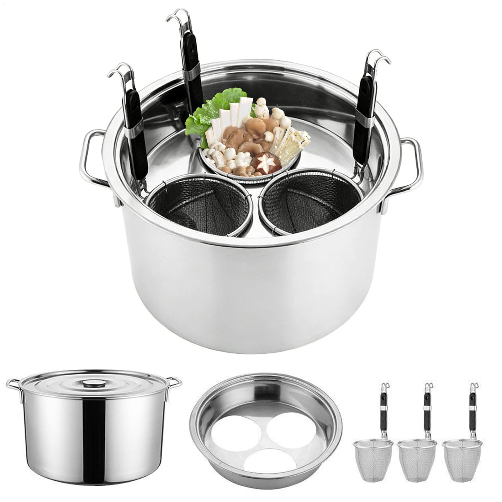 Olla de pasta con cesta coladora, suministros para hervir fideos de acero inoxidable, caldera de pasta doméstica, para amantes de la cocina, principiantes, profesionales, preparación de comidas