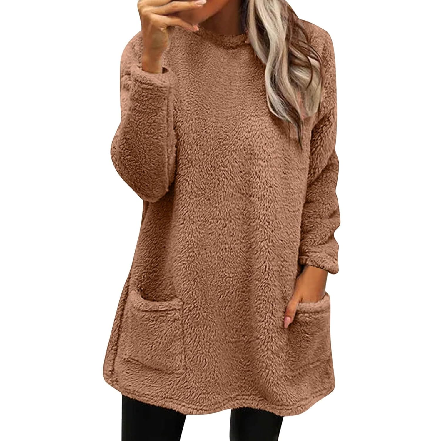 Womens Fleece Sweatshirt Cozy Sweater Mock Neck Sweatshirts Fleece Lined Long Sleeve Shirt Pullover Fall Winter Sweaters