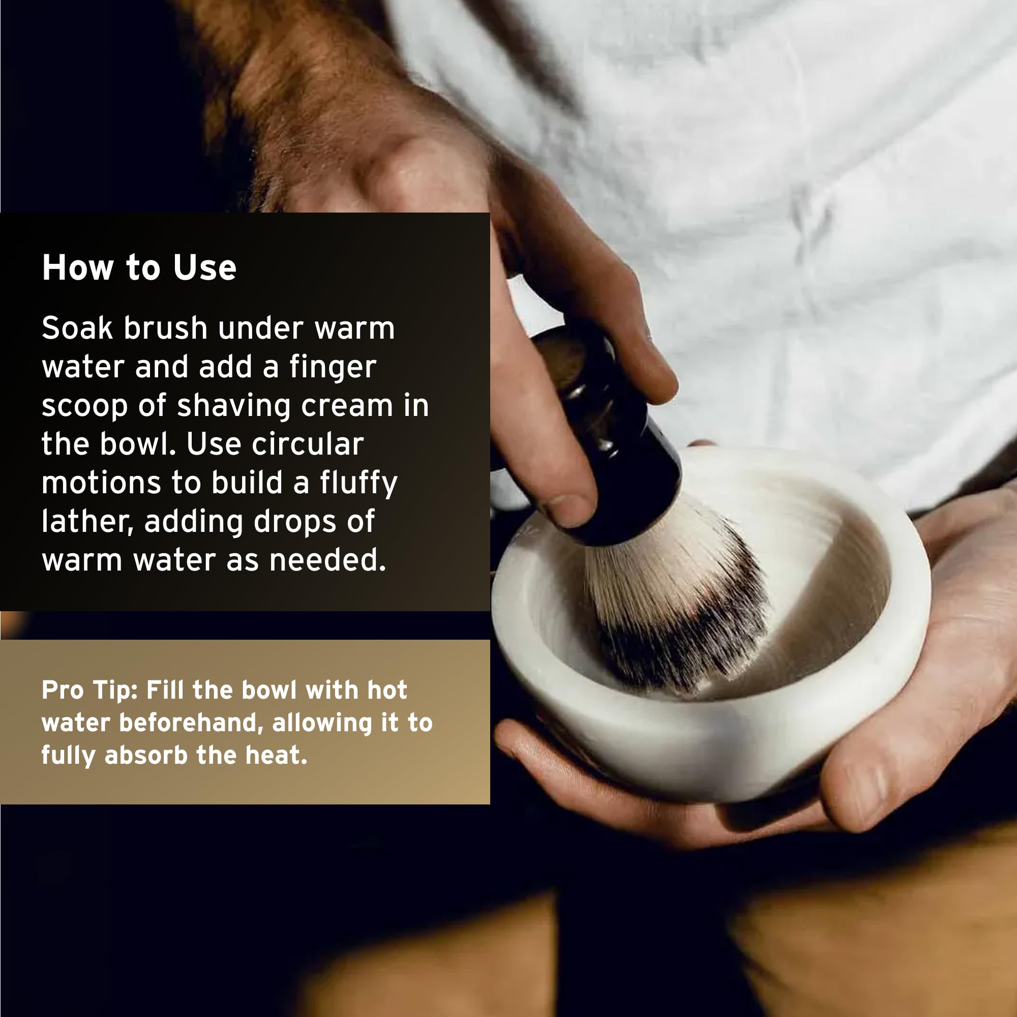 SUPPLY Cuenco de mármol para afeitar – Cuenco de mármol hecho a mano para afeitar, crea mejor espuma, calienta la crema de afeitar, decoración de baño, mármol blanco