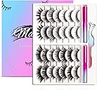 Magnetic Eyelashes Kit, Long Lasting and Reusable Magnetic lashes Natural Look, 14 Pairs False Eyelashes with Magnetic Eyeliner & Tweezers, Easy to Wear, No Glue Needed (14 Pairs)