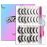 Magnetic Eyelashes Kit, Long Lasting and Reusable Magnetic lashes Natural Look, 14 Pairs False Eyelashes with Magnetic Eyeliner & Tweezers, Easy to Wear, No Glue Needed (14 Pairs)