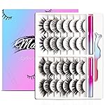 Magnetic Eyelashes Kit, Long Lasting and Reusable Magnetic lashes Natural Look, 14 Pairs False Eyelashes with Magnetic Eyeliner & Tweezers, Easy to Wear, No Glue Needed (14 Pairs)