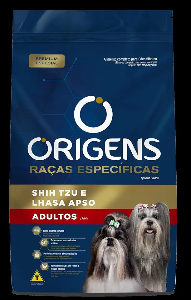 Origens Ração Seca Para Cães Adultos Raças Específicas ShihTzu/Lhasa Sabor Frango 1Kg
