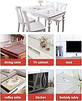 Vista 8 de Protector de mesa transparente de poliuretano TPU ignífugo, impermeable, antiescaldado, transparente, 45 tamaños, para mesa de comedor, escritorios