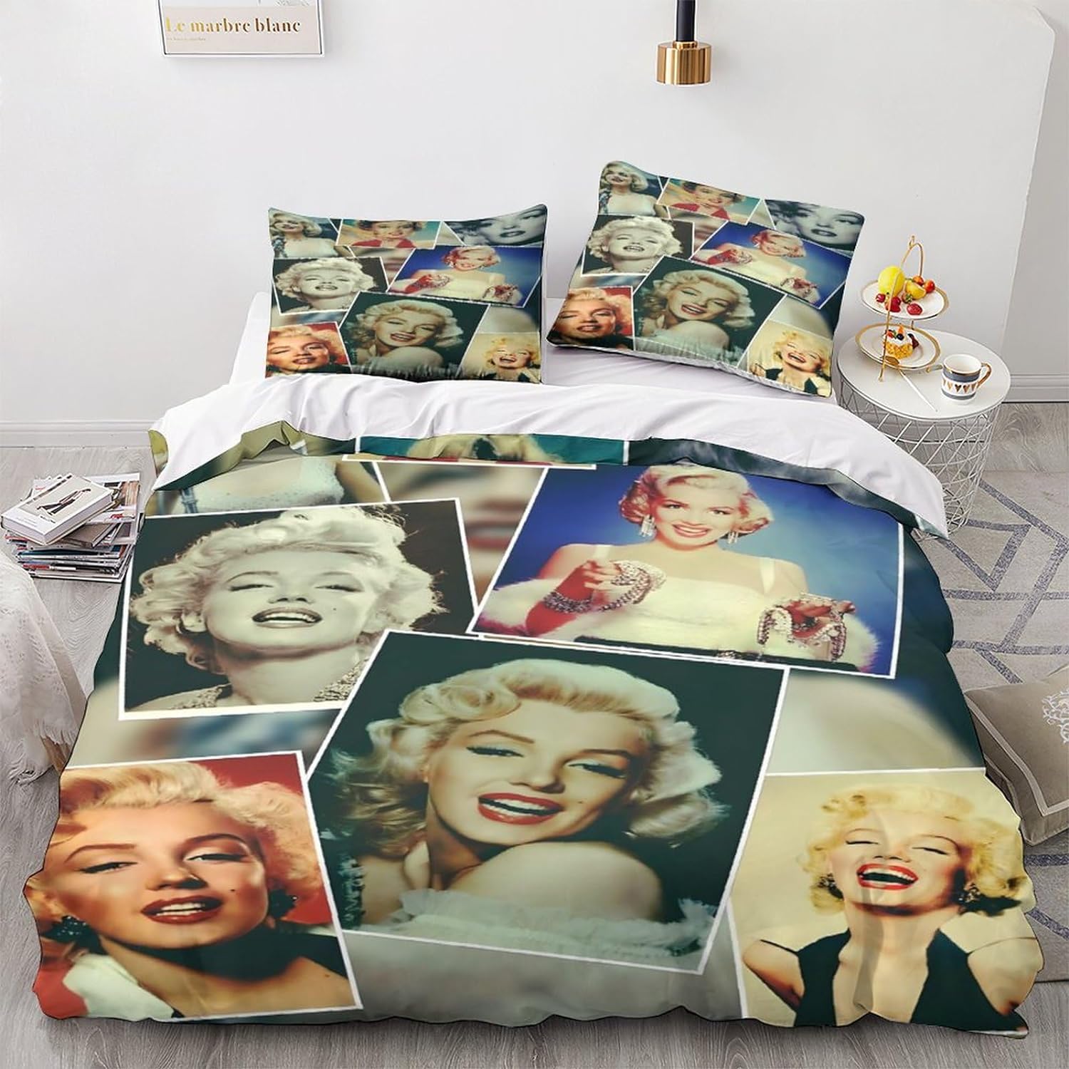 GeRRiT Marilyn Monroe Duvet Cover 2 or 3 Piece Games Microfibre Comforter Cover for Bedroom Decor 3D Printed Bedding Set with Pillow Cases (Monroe, Double 200 * 200cm)