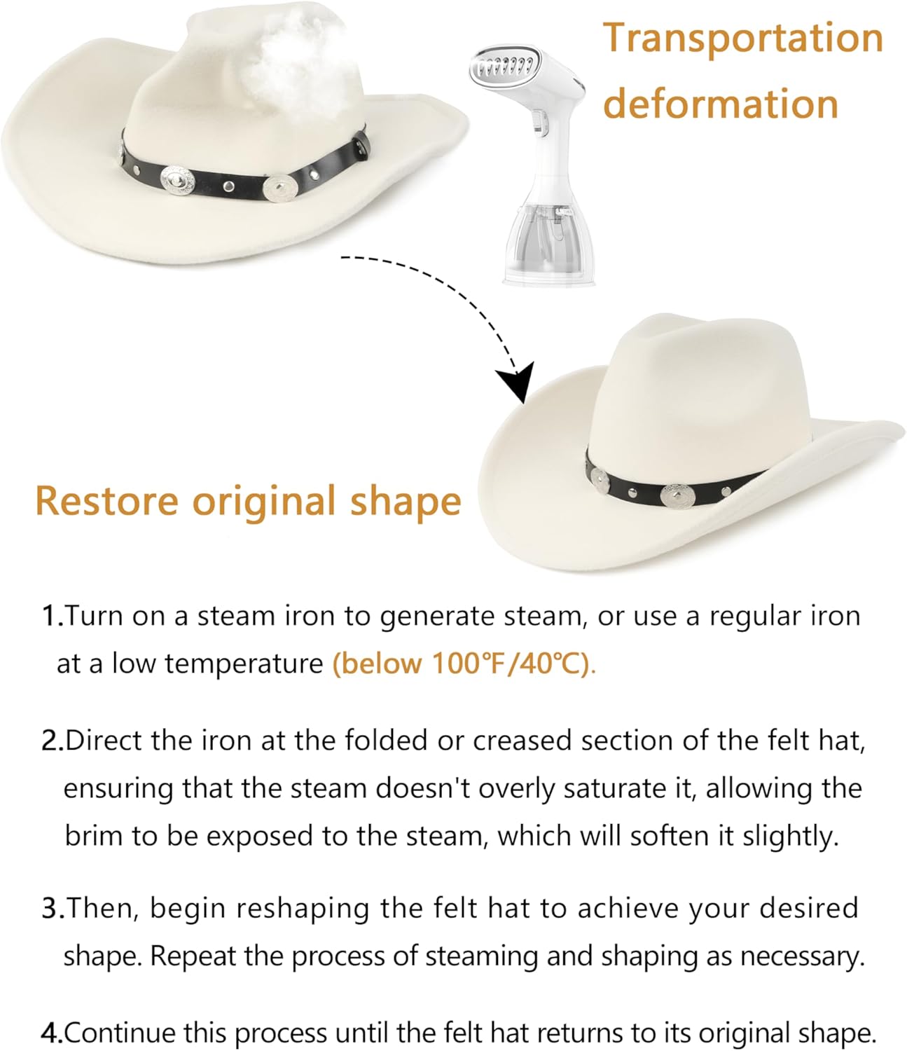 Zylioo Plus Size Felt Cowboy Hats,2XL/XL/L/M/S/XS Western Fedora Hat Warm,Multi Size Wide Brim Cowgirl Hat for Man Woman