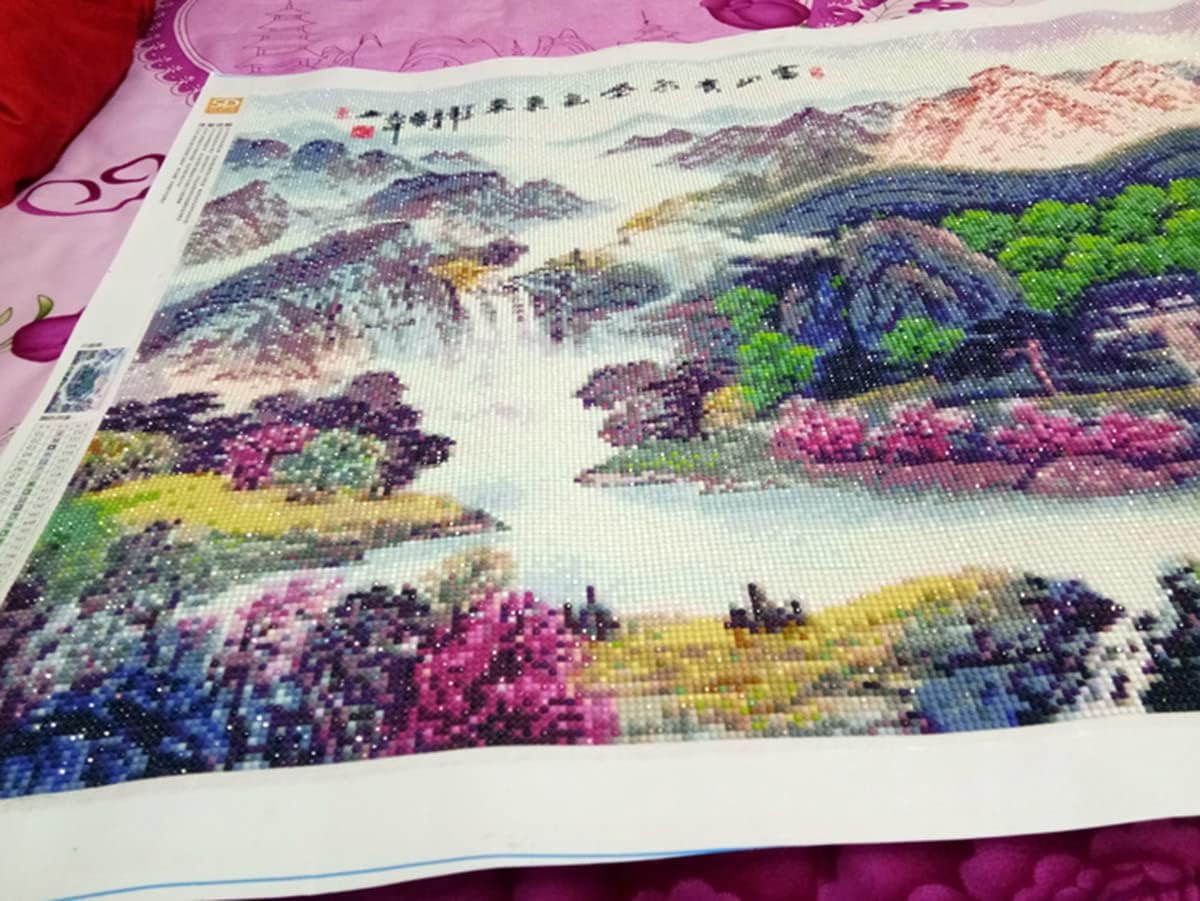 Instarry 5D Diamond Painting Kits for Adults Large Size Full Drill Chinese Landscape Painting Mosaic Cross Stitch Home Decorations for Living Room Arts and Crafts 39.4x15.7 inch