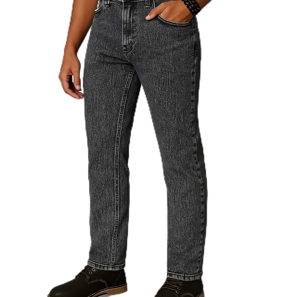 Men's Relaxed Fit Mid Charcoal Black/Dark Grey Jeans-image-2