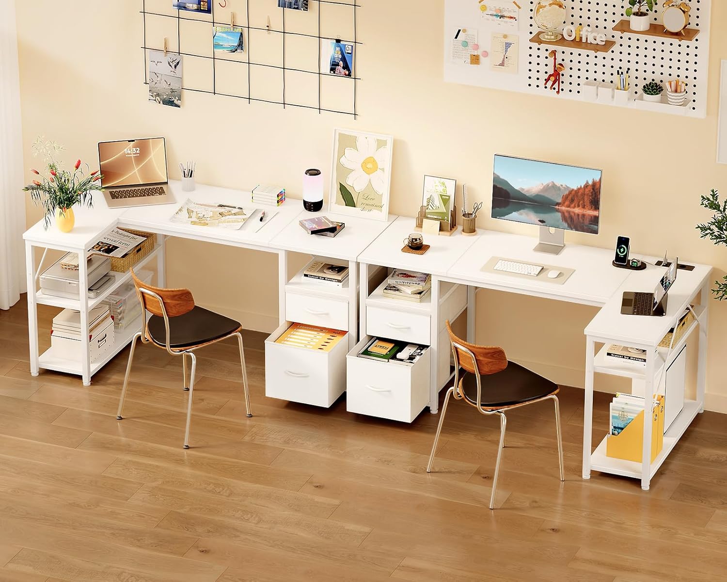 Coleshome Scrivania Angolare con Cassetti immagine 4
