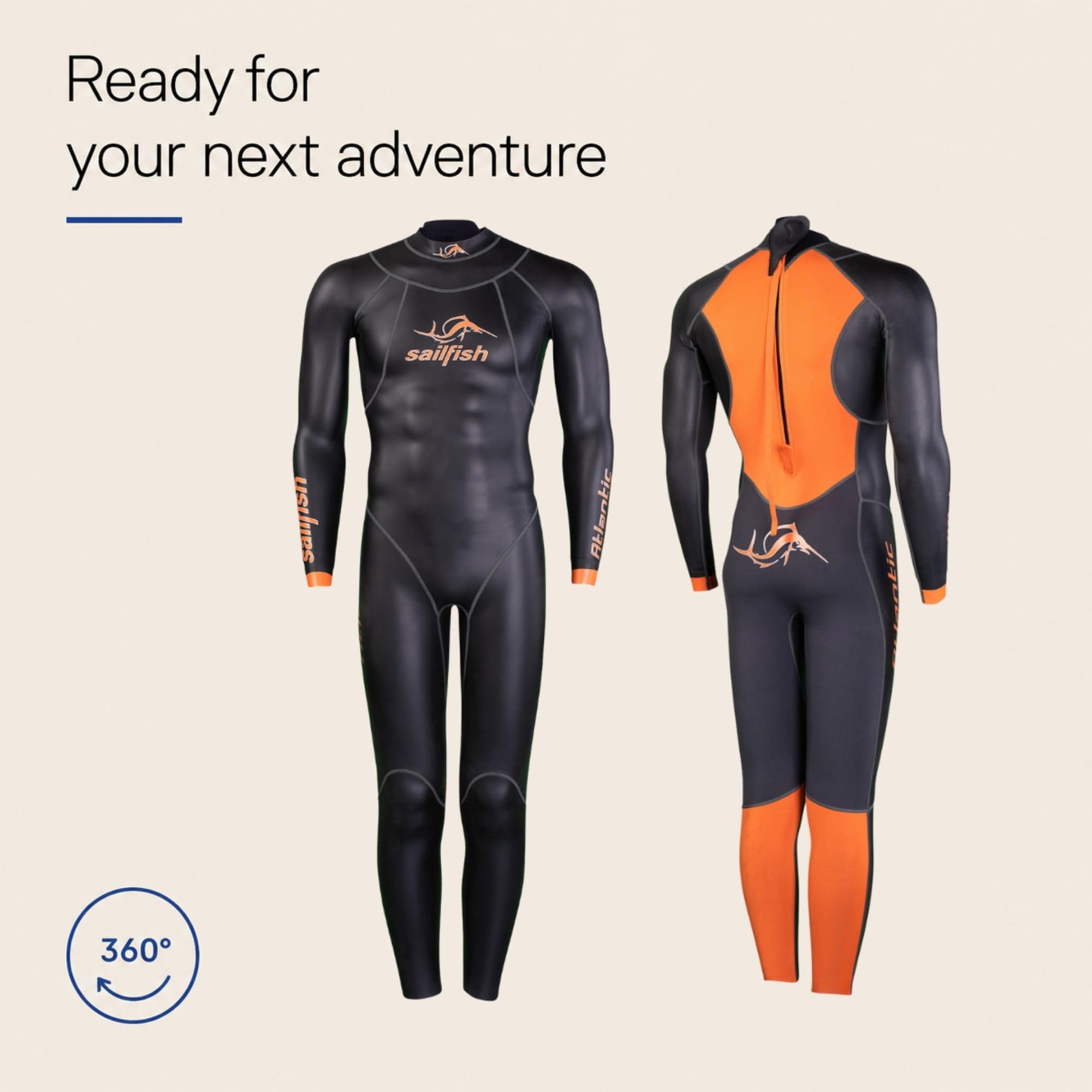 sailfish® Neoprenanzug Herren Atlantic 2 | Triathlon Anzug mit optimierter Wasserlage & hydrodynamischer Passform | 1,5–5mm Wetsuit für Training & Wettkampf | Wärmeisolierender Schwimmanzug für