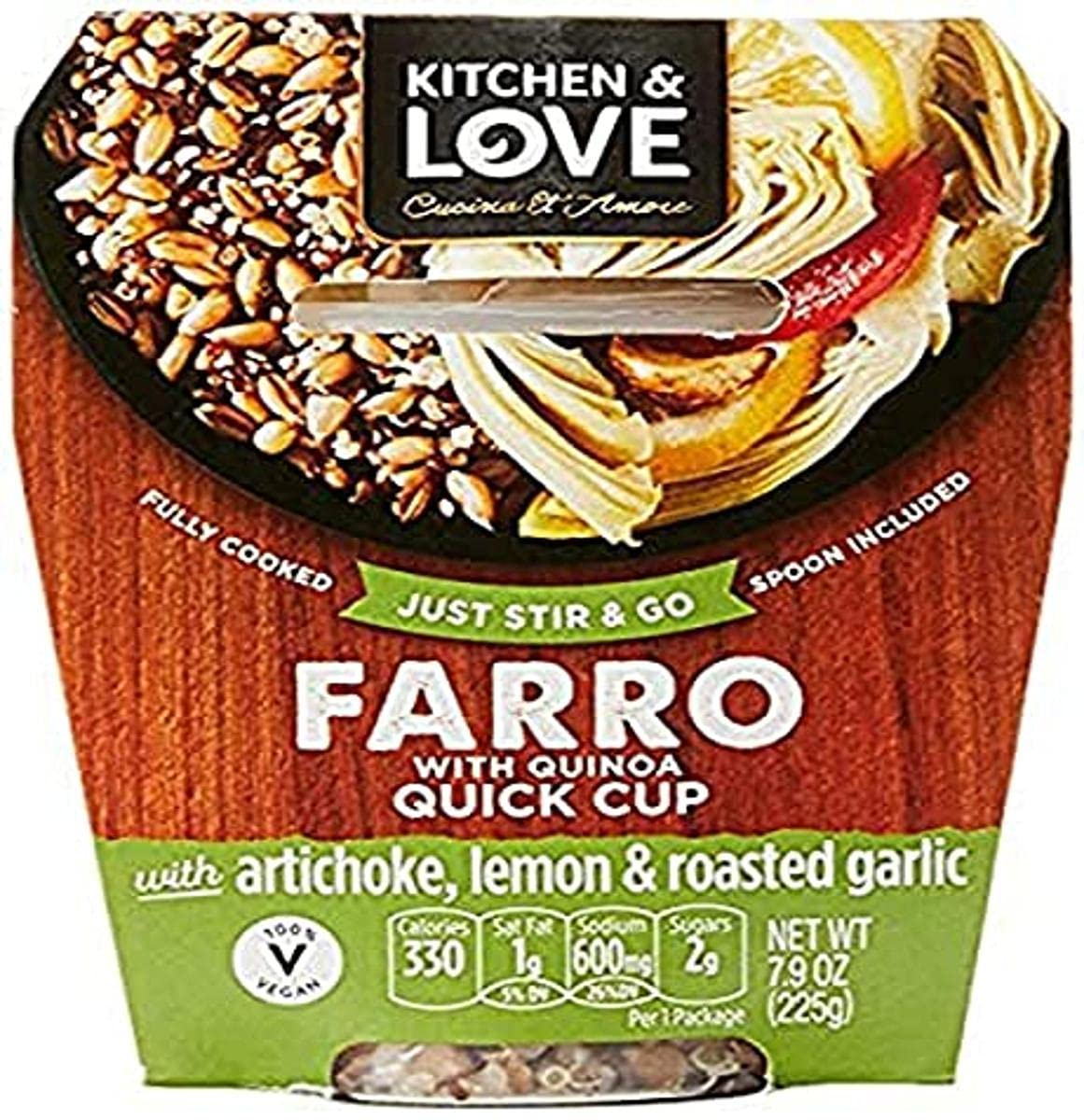 Kitchen & Love Artichoke, Lemon, and Roasted Garlic Farro Quick Meal, Single