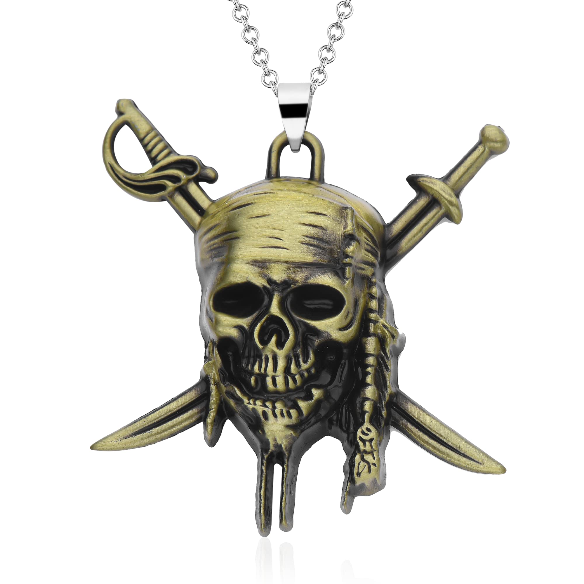 Collier Avec Pendentif 6 Pièces Pirates Halloween Tête De Mort Bronze, Alliage, Non Disponible