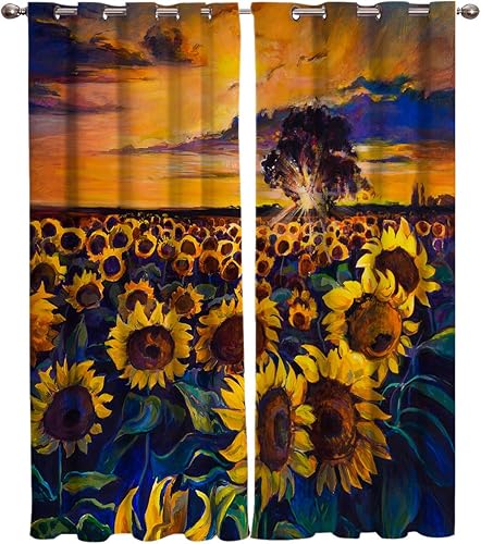 FortuneHouse Blackout Curtains Thermal Insulated Floral Solid Pattern Metal Grommet Elegant Room Drapes Window Curtain for Bedroom Living Room 52x72