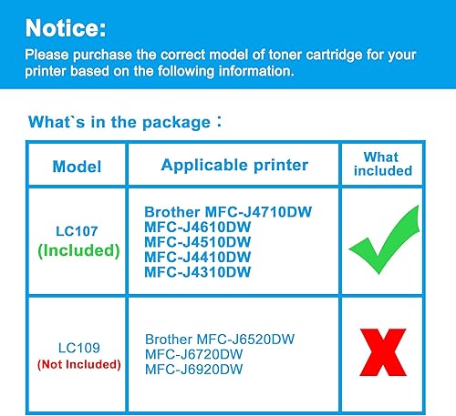 Miniatura 2 de LCL Cartucho de tinta de repuesto compatible para Brother LC107 LC105 XXL LC107BK LC105C LC105M LC105Y 1200 páginas de súper alto rendimiento