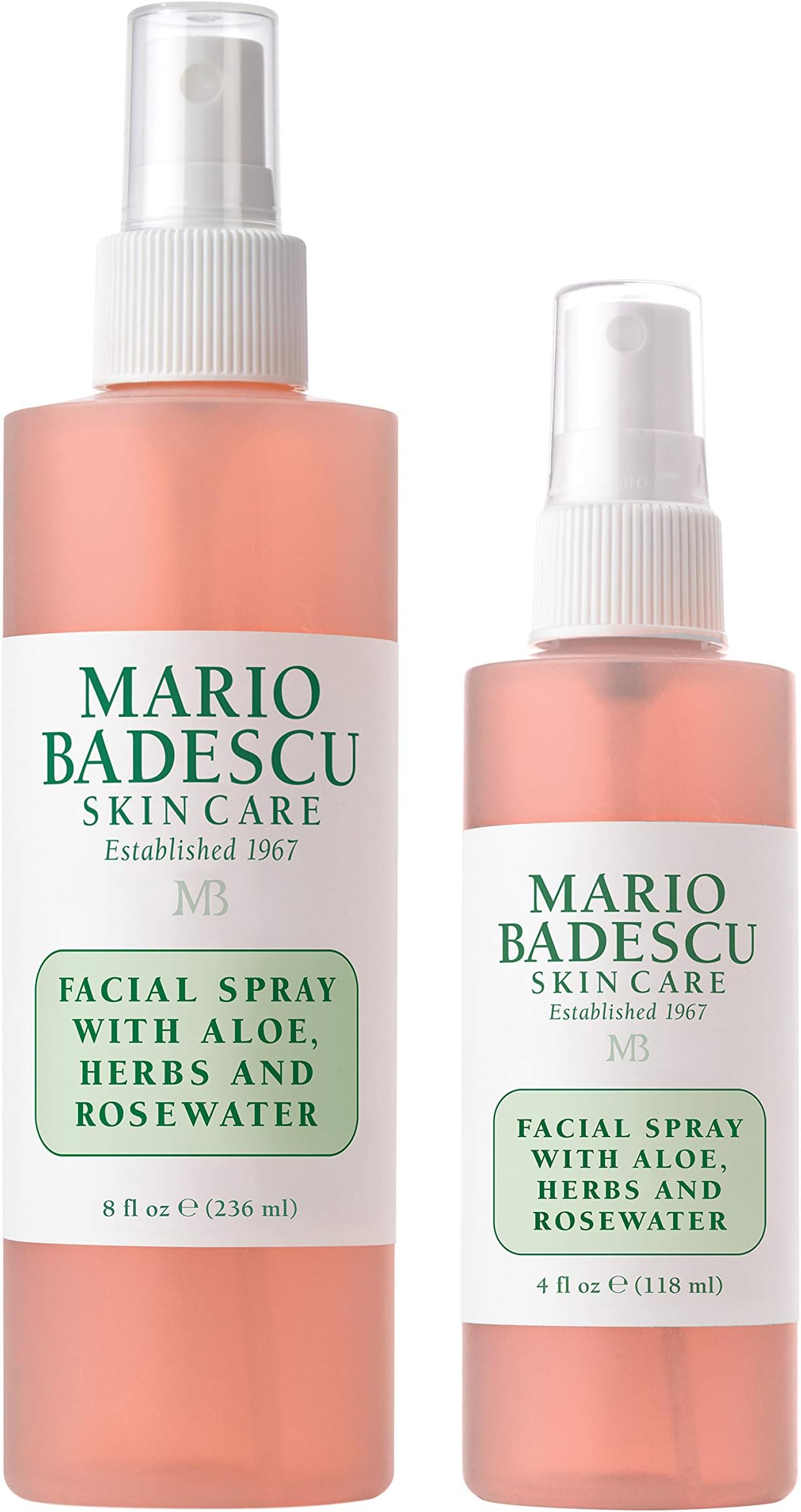 Facial Spray with Aloe, Herbs and Rose Water for All Skin Types, Face Mist that Hydrates, Rejuvenates & Clarifies, 8 & 4 FL OZ Combo