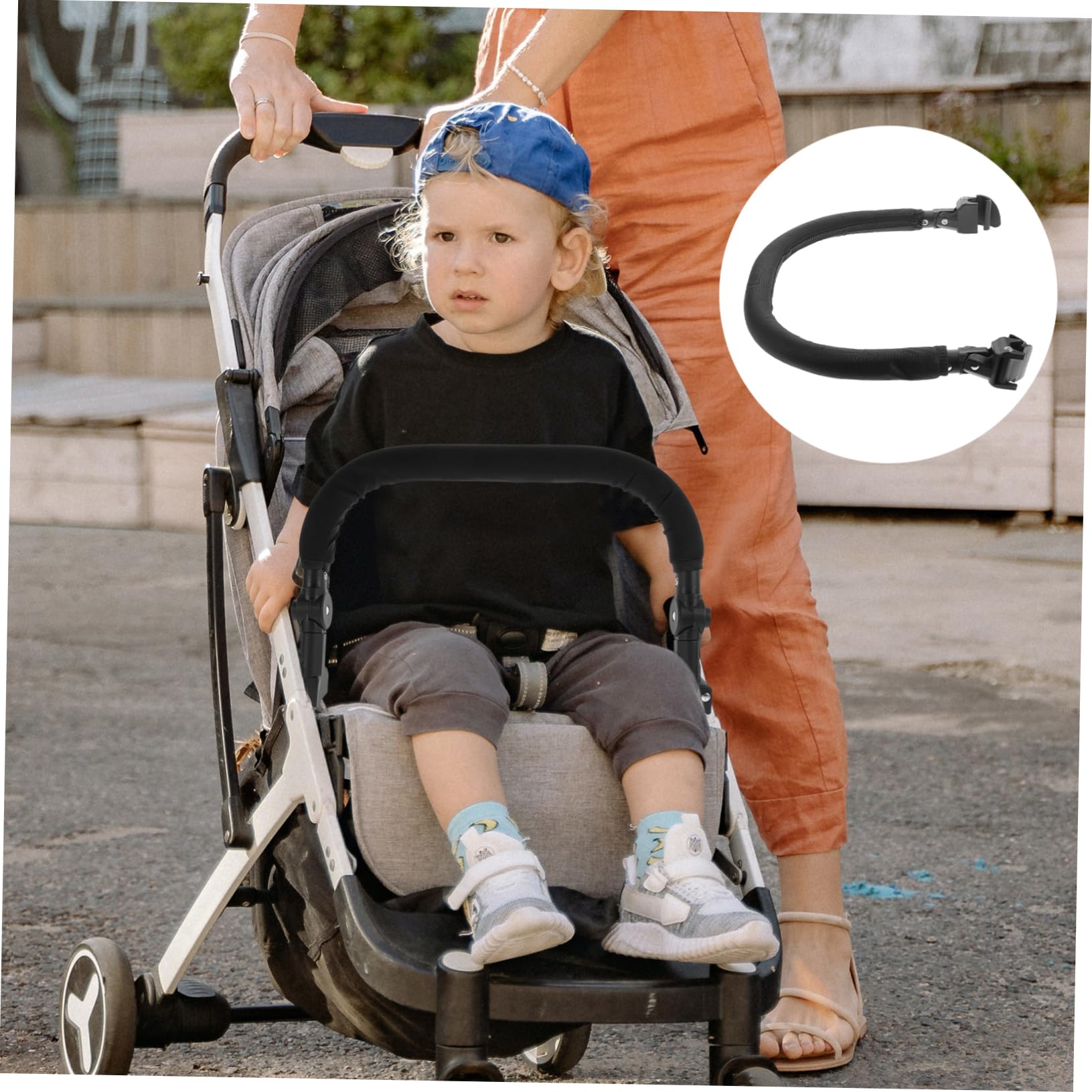 Kinderwagen Querstange als Armlehne und Griffverlängerung aus Metall