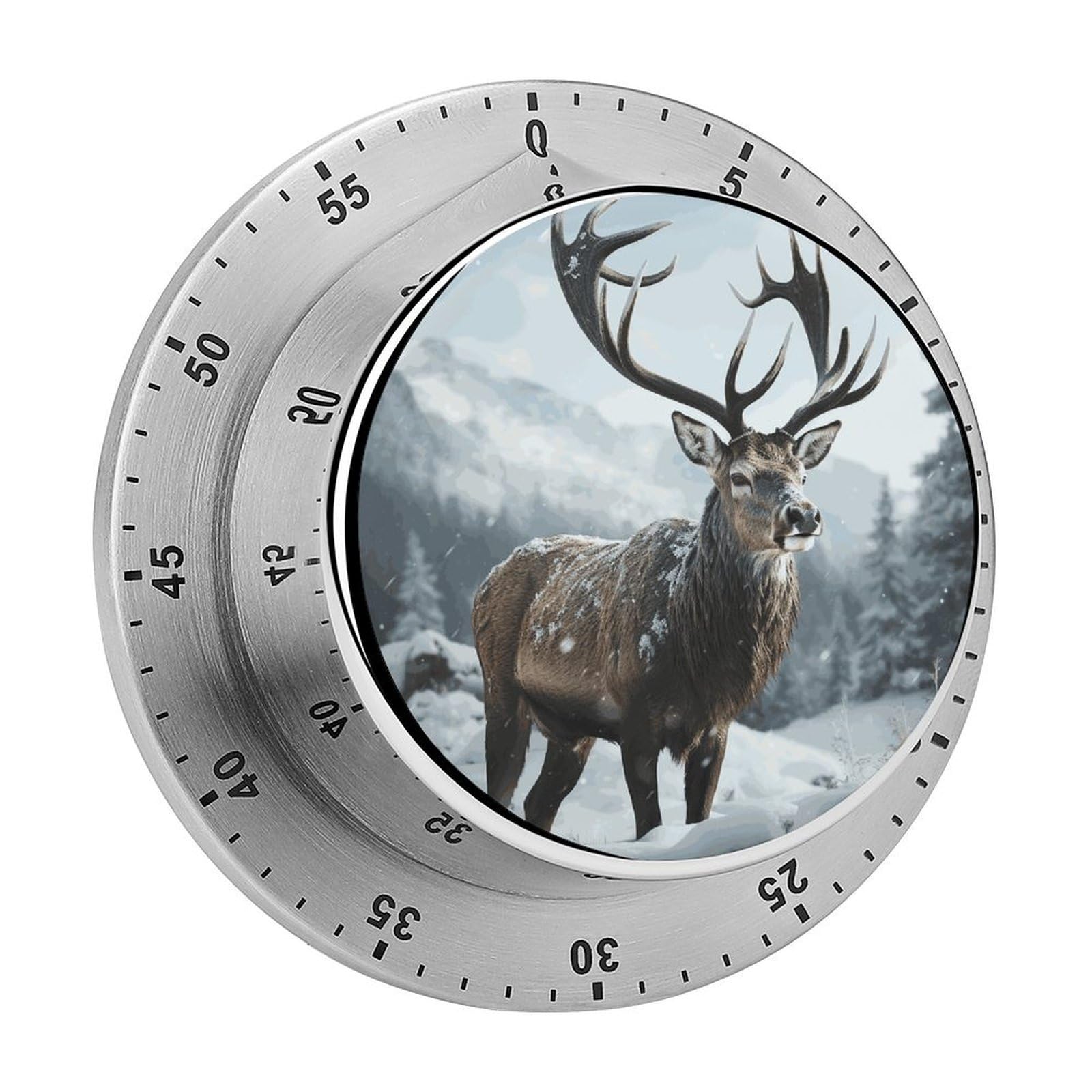 Snow Elk Visual Timer Chef Cooking Timer Clock with Loud Alarm Mechanical Desk Timers Countdown Reminder Magnetic Exquisite Stainless Steel Body Timers