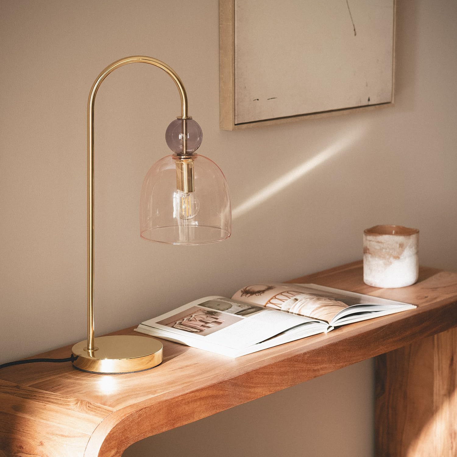 LEDKIA LIGHTING Lampe à Poser Métal et Verre Baudelaire Rose