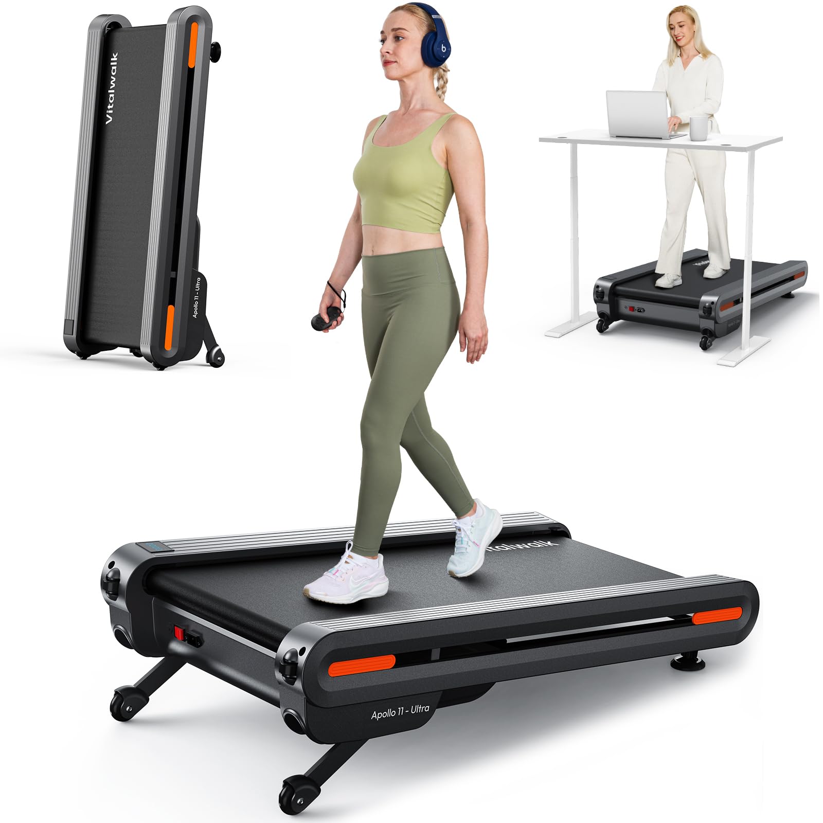 Walking Pad Treadmill with Auto Incline - 18"x43" Wide Full Deck 6 Levels 12% Incline, Portable Under Desk Treadmill for Home Gym Office, 350lbs Capacity, 3.0HP Quiet, Upright Stand Space-Saving, APP