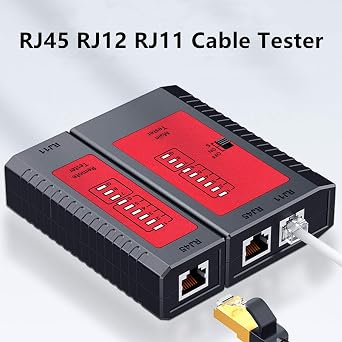 Yankok [RJ45 RJ12 RJ11 Network Cable Tester] for Standard and Shielded UTP LAN Cables Networking Test Tool (Battery Not Included) (Black)