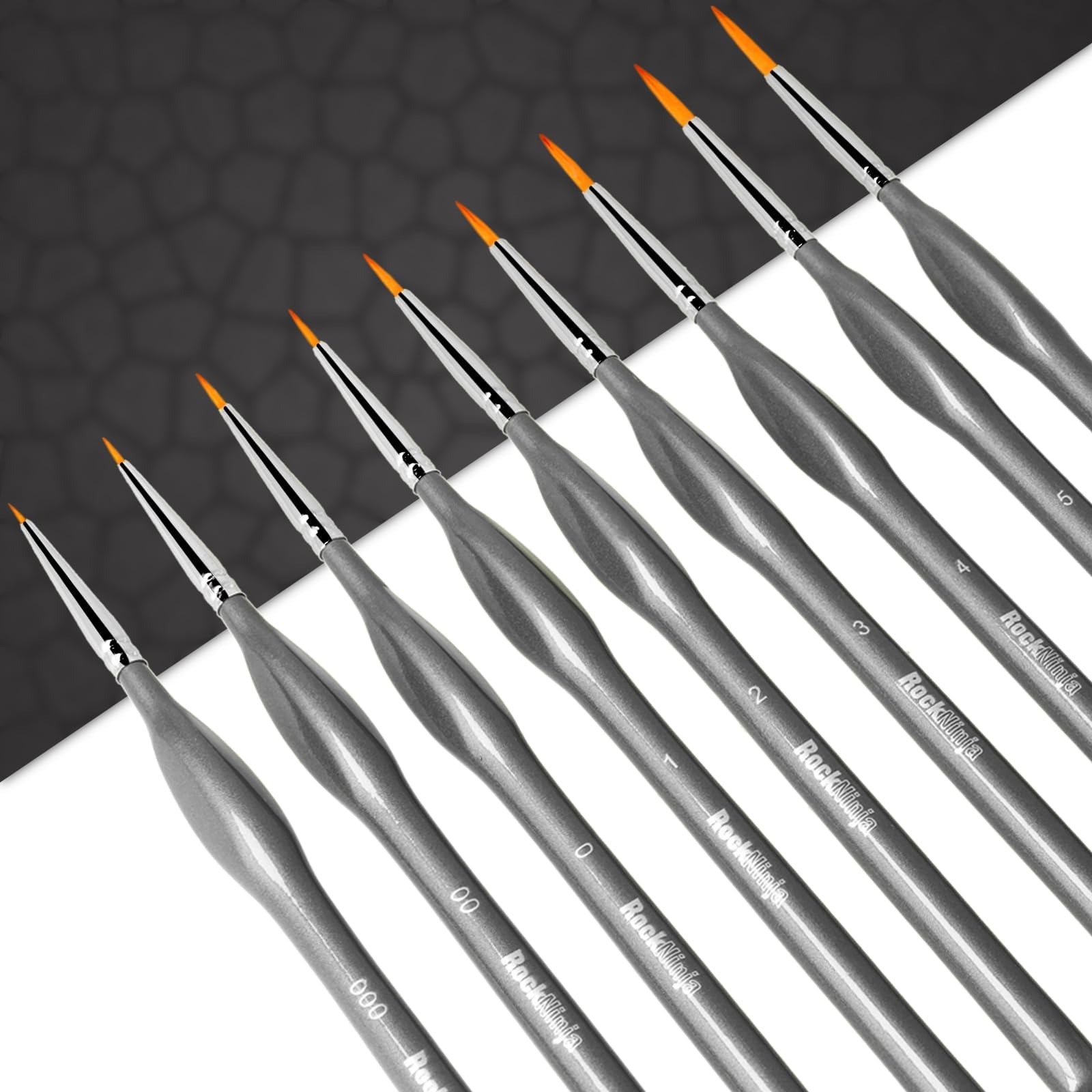 Paint Brush Set, 9 Pieces, Fine Detail Brushes for Acrylic, Watercolour Model Making, Ideal for Acrylic Paints, Watercolour Miniatures, Oil, Models, Line Drawing and Nail Design (Grey)