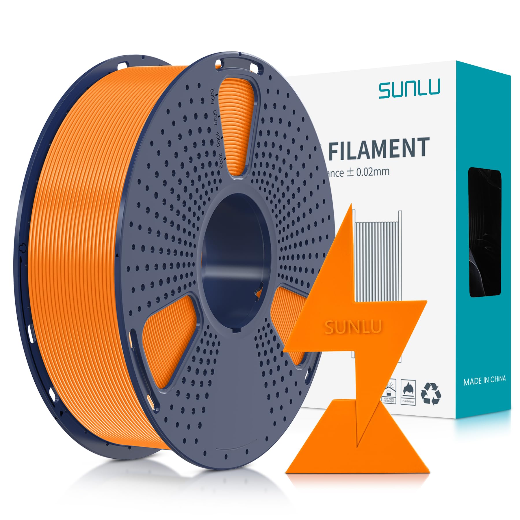 SUNLU Alta Velocità Filamento PLA 1.75mm, Filamento per Stampante 3D Veloce ad Alto Flusso, Progettato per una Stampa 3D Veloce, Precisione Dimensionale +/- 0.02 mm, Filamento HS-PLA, 1KG Arancia