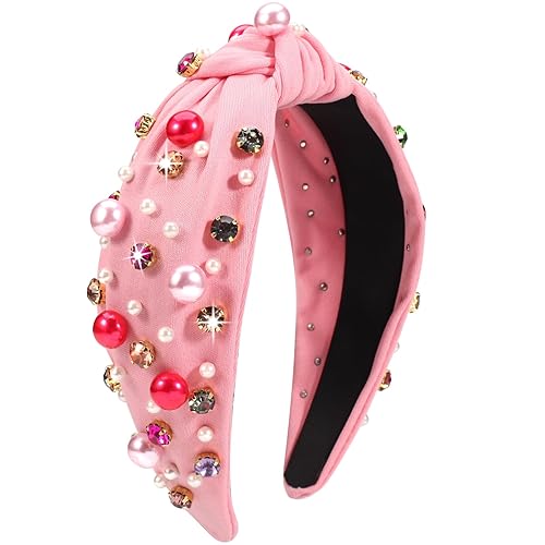 Ardorchid Diademas para el día de San Valentín para mujeres, adolescentes y niñas, con diamantes de imitación rosa, perlas de cristal brillantes,