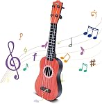 YOLOPLUS+ 17 Inch Toddler Ukulele Guitar Toy 4 Strings Mini Guitar for Kids - Children Musical Instruments Educational Learning Toy (Rose)