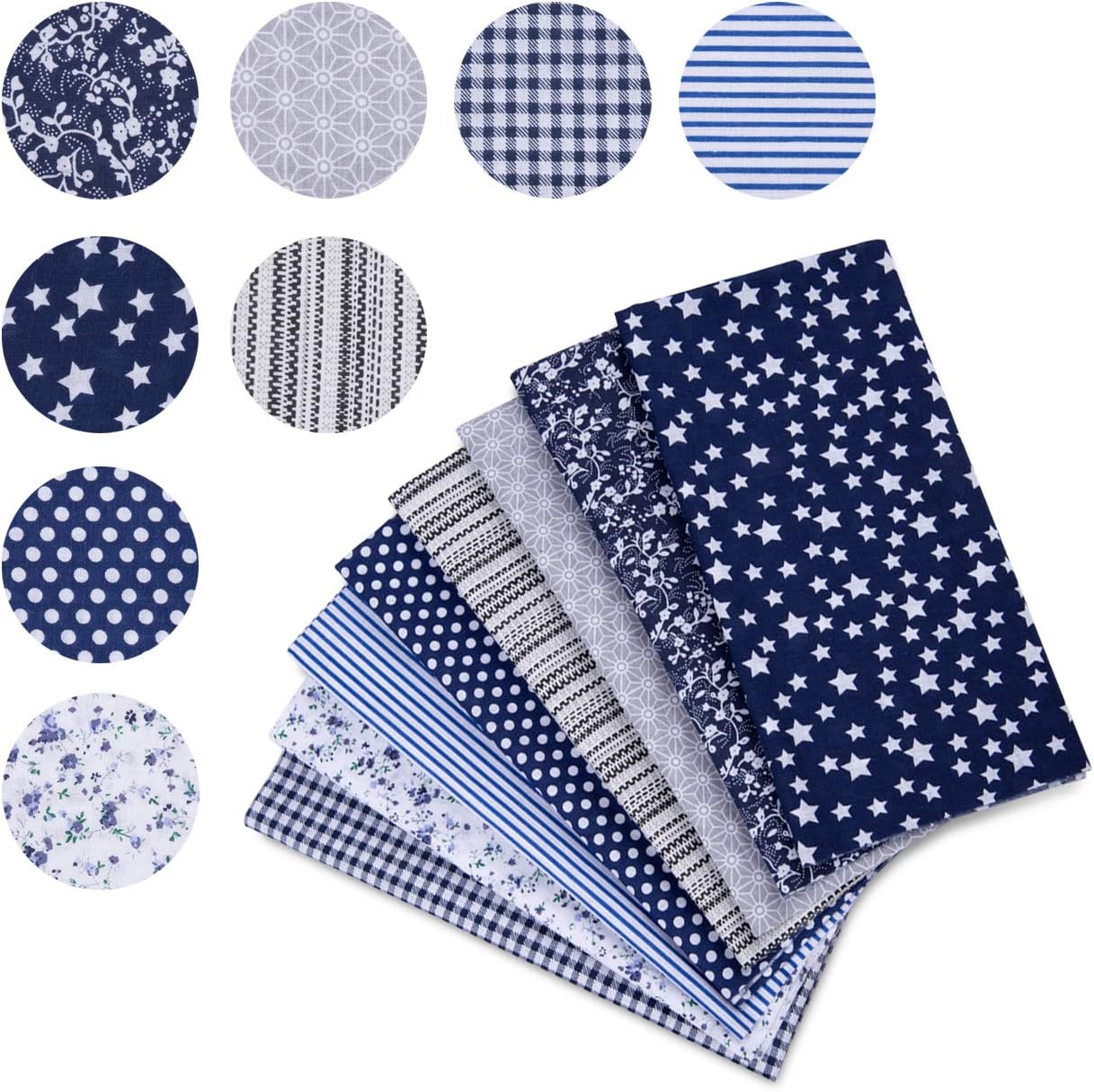 Naler 8pcs 50x50cm Patchwork Cotton Fabric Squares Bundles Remnants Pre-Cut Quilt Printed Floral Fabric for Sewing Quilting DIY Craft Handicraft