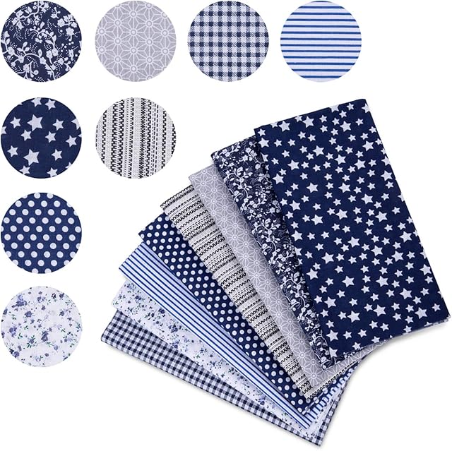 Naler 8pcs 50x50cm Patchwork Cotton Fabric Squares Bundles Remnants Pre-Cut Quilt Printed Floral Fabric for Sewing Quilting DIY Craft Handicraft