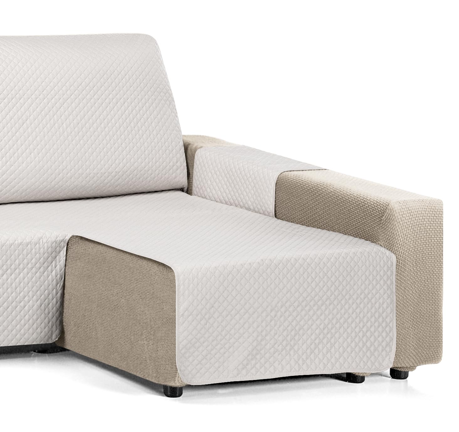 Housse de chaise longue 200 cm Martina Home Diamond rembourrée coloris lin