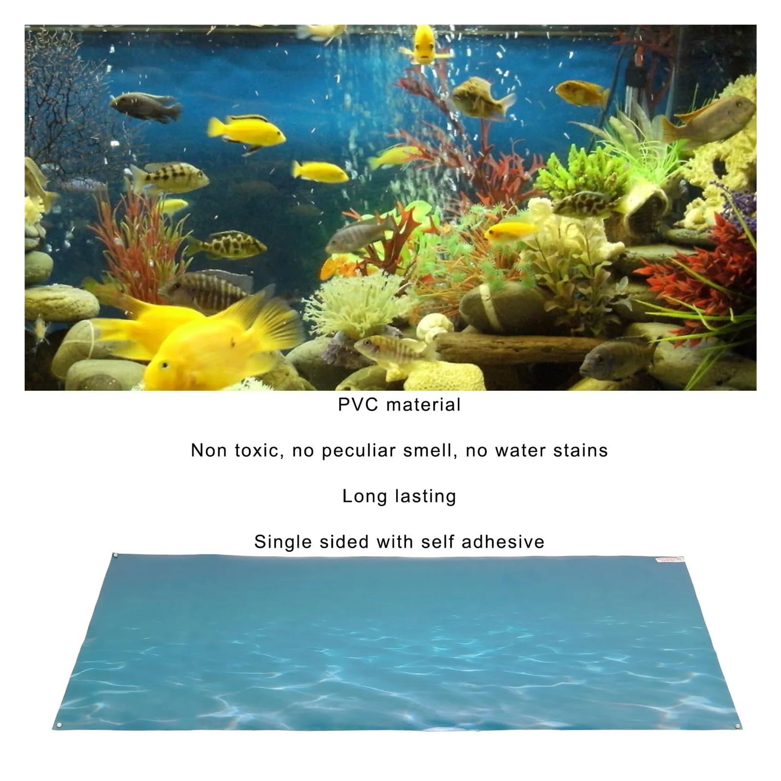 OJEVMLFVQ Aquarium Background Fish Tank Background Sticker PVC Self Adhesive 3D Sea Pattern Aquarium Poster(122x50cm)