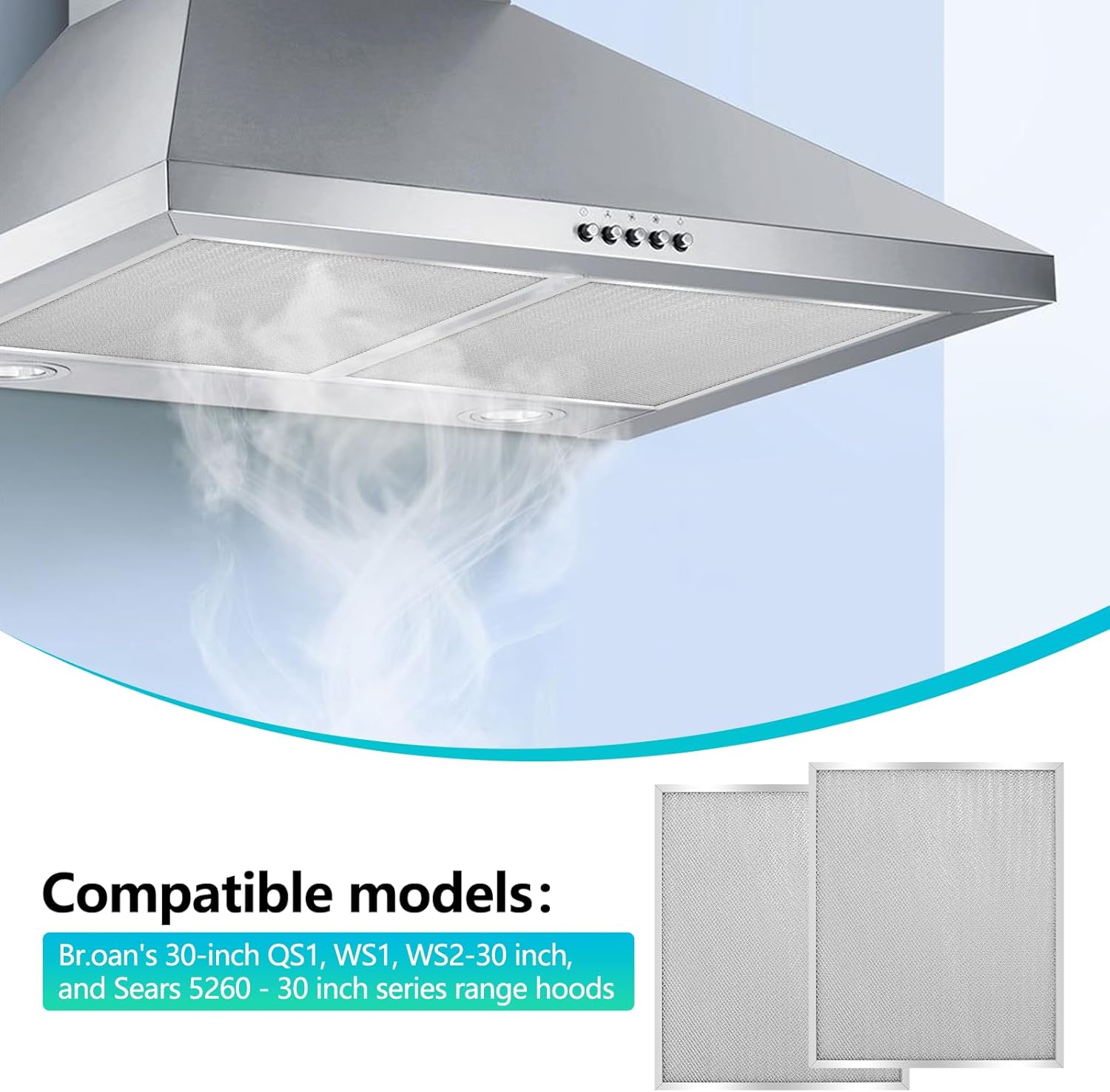 BPS1FA30 Stainless Steel Frame Range Hood Filter - Compatible with Broan BPS1FA30 99010299, NuTone WS1, 11-3/4" x 14-1/4" Grease Mesh Filter by seteams (4-Pack)