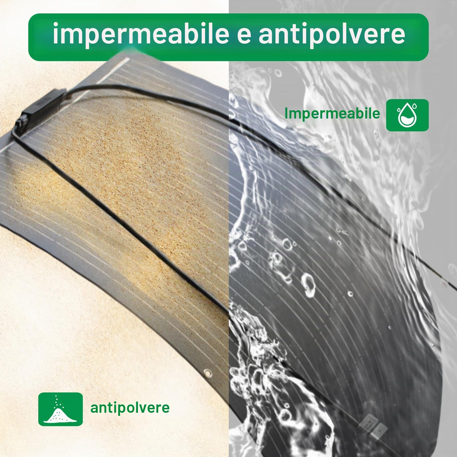 Pannello solare flessibile da 100 W Monocrystalline Solar Cell leggero facile da installare adatto per ships, yacht, camper, forests e roofs. (1)