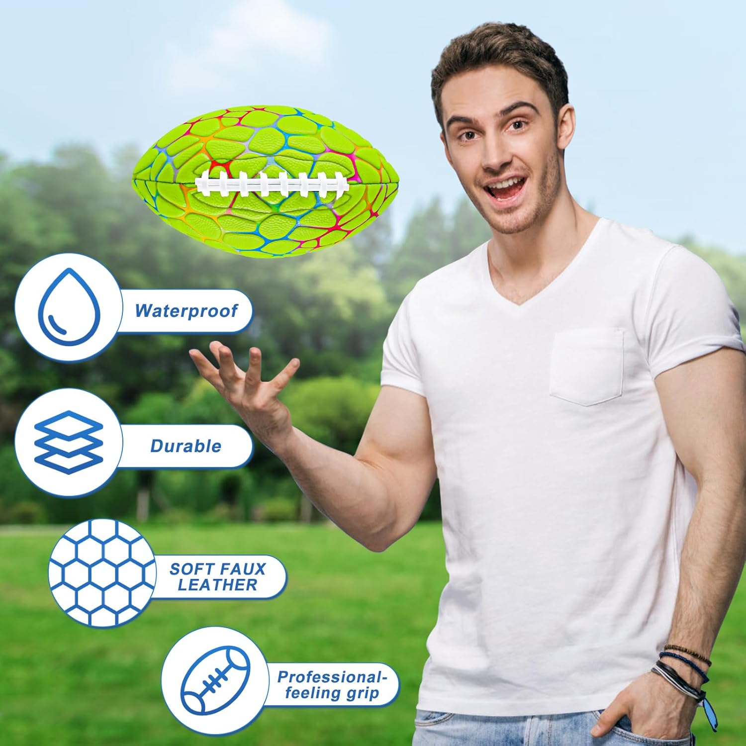 Jasonwell Pool Beach Water Football - Strong Grip Waterproof Football for All-Weather Play Pool Toys Beach Games Outdoor Sports Lake Toy Christmas Birthday Gifts for Kids Boys Teens Adults