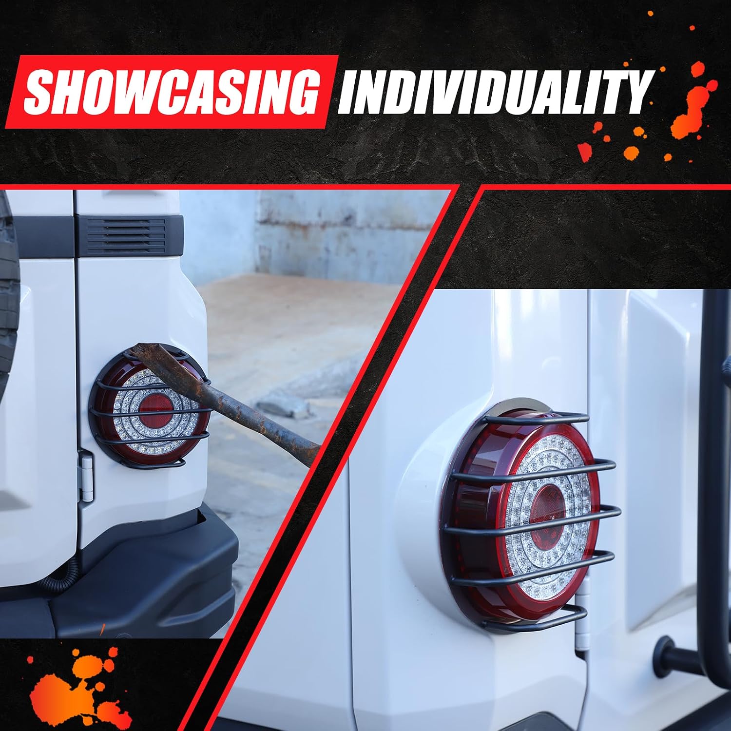 1 Pair Taillight Cover Compatible with Ineos Grenadier 2020-2024 Black Tail Light Guard Metal Rear Light Protector Cover Accessories (Matte Black)