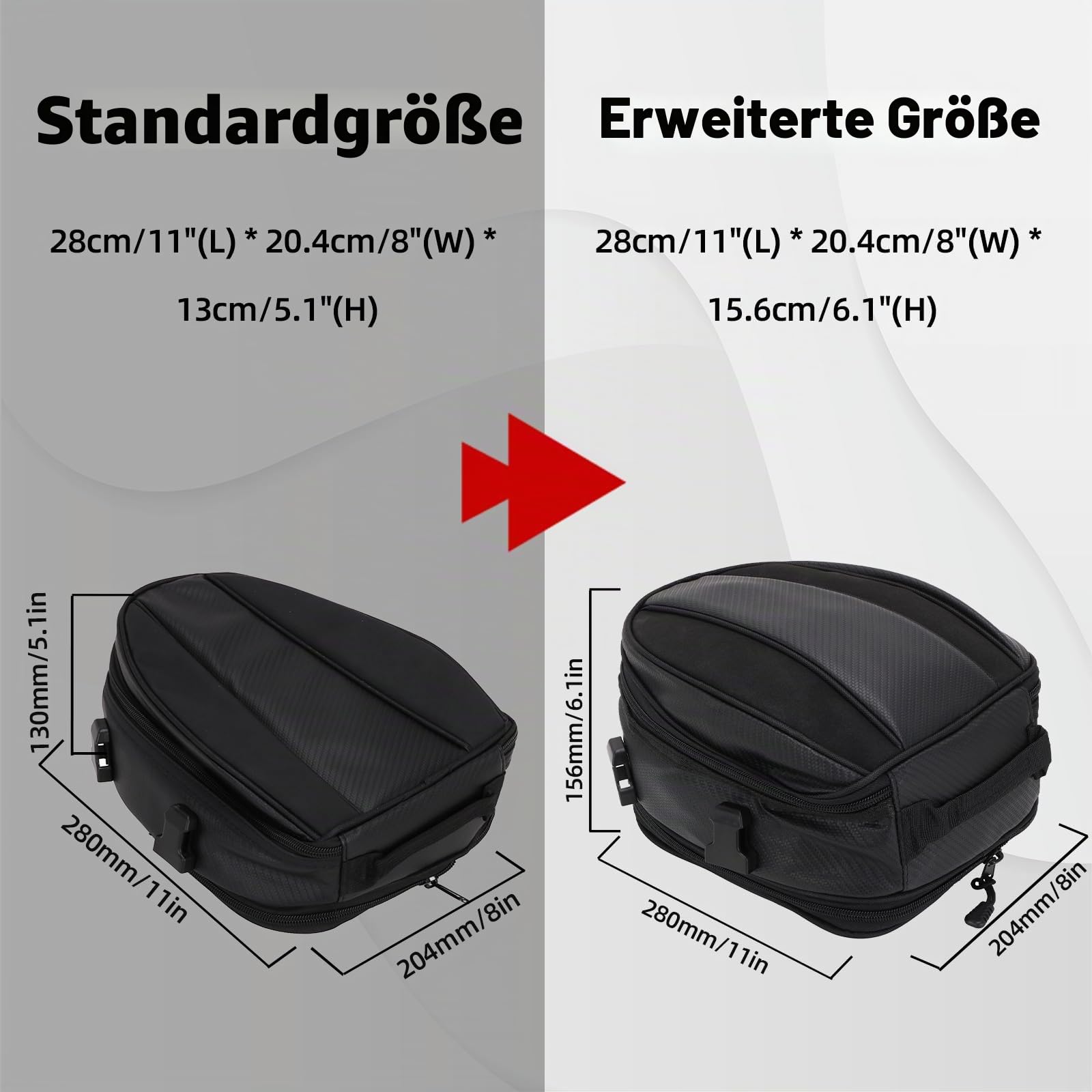 Motorrad Hecktasche Wasserdicht PU-Leder Abnehmbar Gepäcktasche Satteltasche Multifunktionstasche