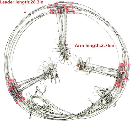 Miniatura 12 de Fishing Wire Leaders for Bottom Rigs: 10pcs 1/2/3 Arm Saltwater Hi-Low Rig Leaders with Swivels Snap for Trolling Pier Surf Fishing Tackle - Arm
