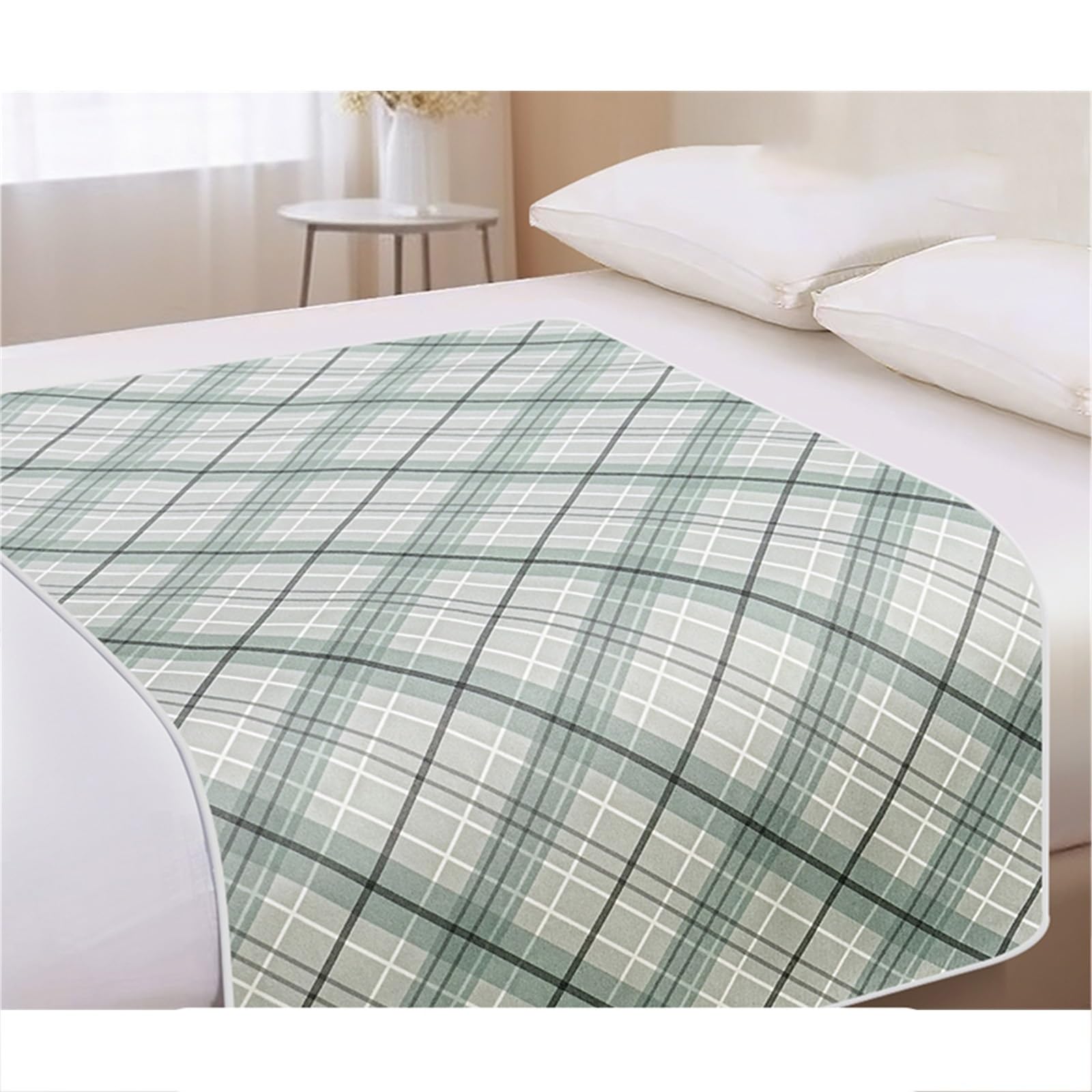 Inkontinenzunterlage Waschbar Für Unisex Kinder Inkontinenz Bettunterlage Unterpad Bettunterlage Wasserdicht Absorptionsfähigkeit(120x200cm,Plaid-Green)