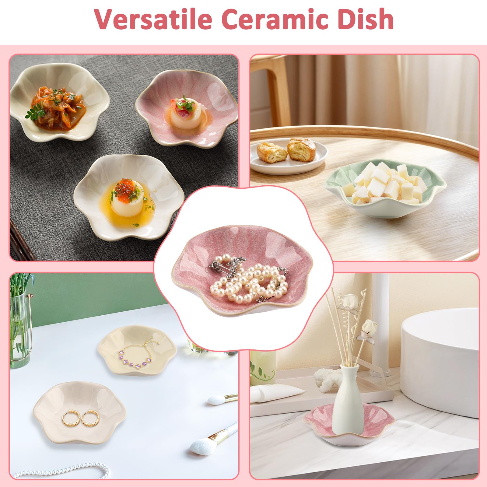 Set De 4 Plateaux à Bijoux En Céramique – 10 Cm | Vide-poches Déco Entrée, Salle De Bain, Table De Chevet - 12