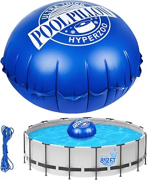 8.2 x 8.2 Ft Pool Pillows for Above Ground Pools, Hyperzoo Heavy Duty Pool Closing Kit for Above Ground, Upgraded 0.6mm PVC Cold-Resistant Inflatable Air Pillow for Winterizing, with 65ft Rope