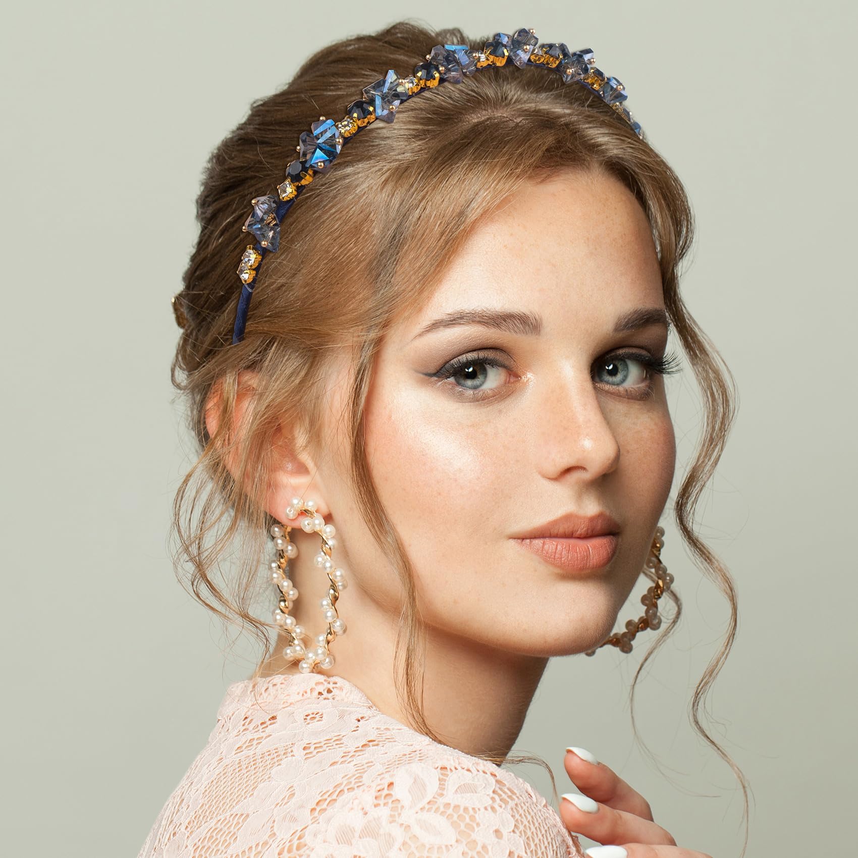 Sparkly Rhinestone Thin Headbands for Women - 2 Pack Crystal Hair Hoops Amazon.com : HINZIC 2 Pack Crystal Rhinestone Thin Headbands  main image 4