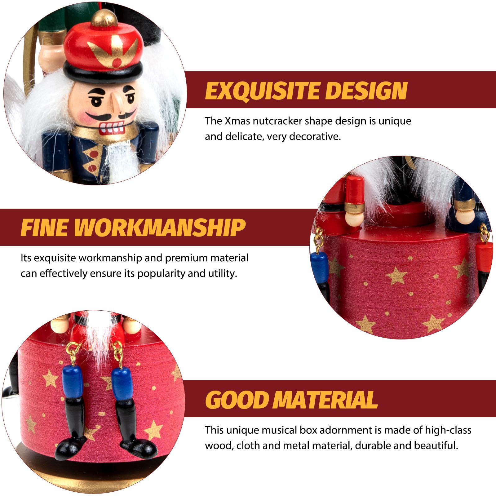 INOOMP Caja de Navideña de Madera Roja Figura de Giratoria para de Escritorios y Estanterías