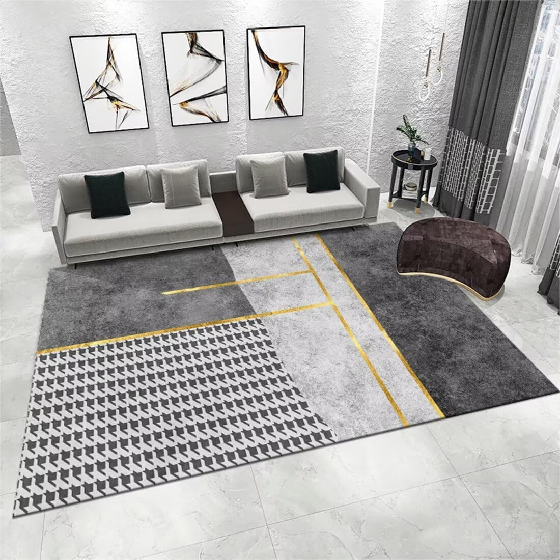 Tapis de maison moderne gris pour créer un salon chaleureux en famille