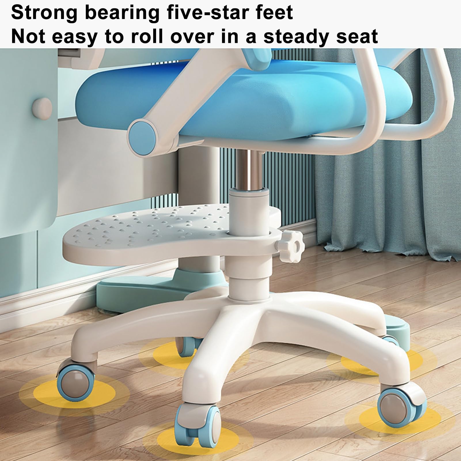 sedia da scrivania per bambini, sedia ergonomica girevole regolabile con braccioli e poggiapiedi, doppio cuscino morbido per studio