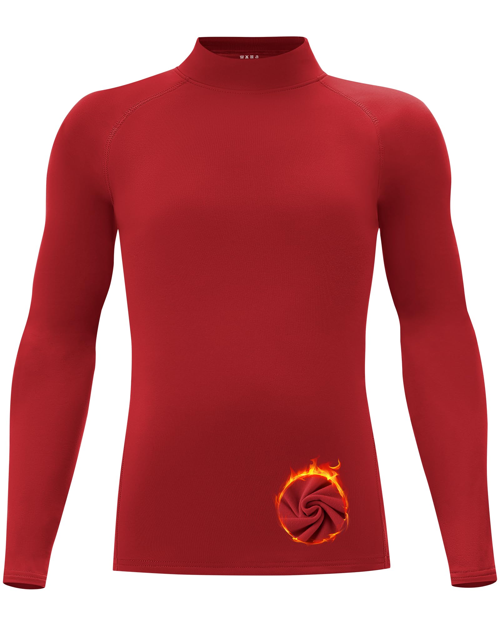 ELIRAVO Thermoshirt Kinder Langarm Stehkragen, Thermounterwäsche für Jungen | Weiches Innenfleece, Stehkragen, 4-Wege-Stretch, Raglanärmel, Flachnähte, Etikettfreier für Fußball Wintertraining ＆ Alltag