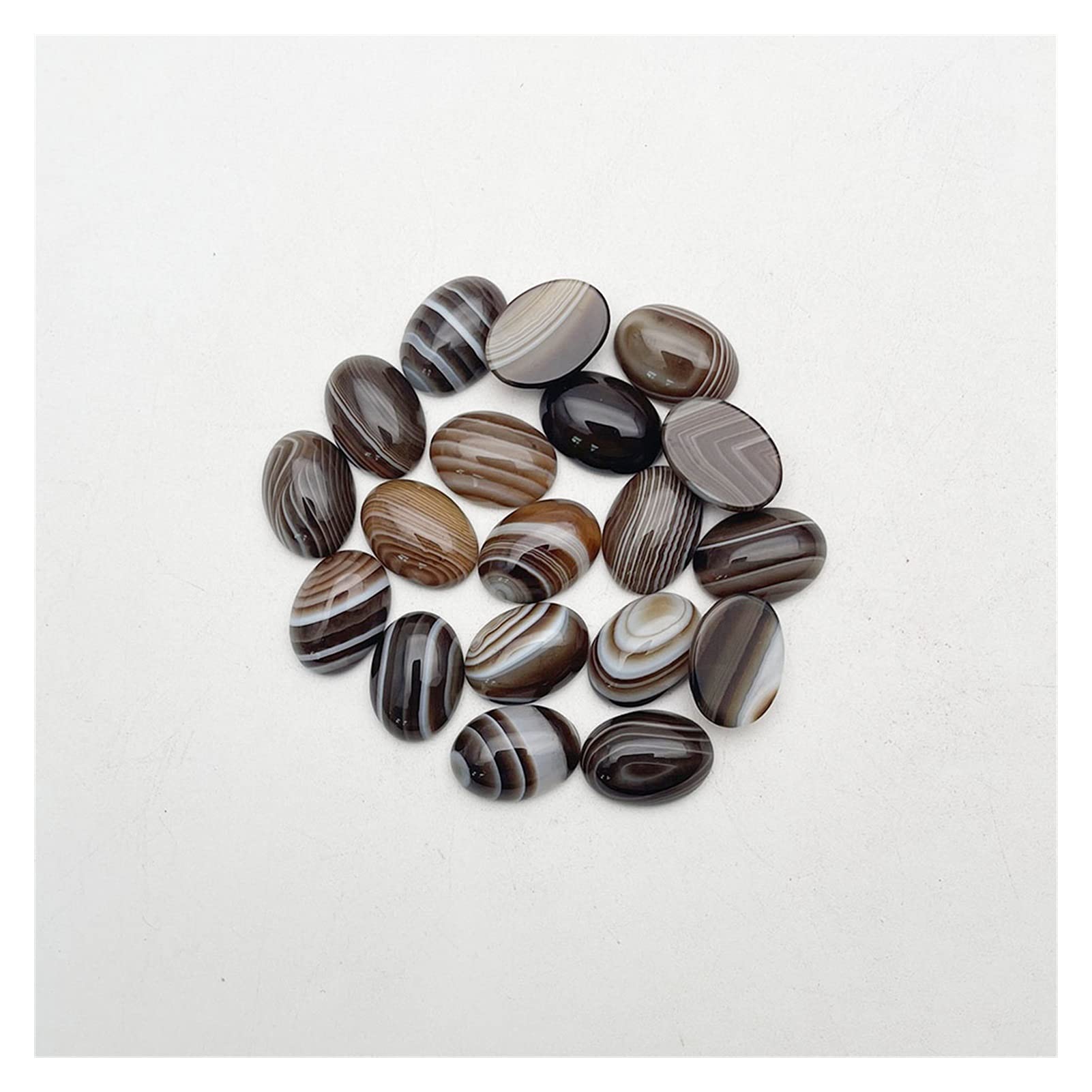 AMAZWI Naturalny Kryształ Szorstki Moda Kawy Paski Agaty Kamień Naturalny Perła do Robienia 13X18MM Owalny Caboszon Pierścień Akcesoria 24 szt