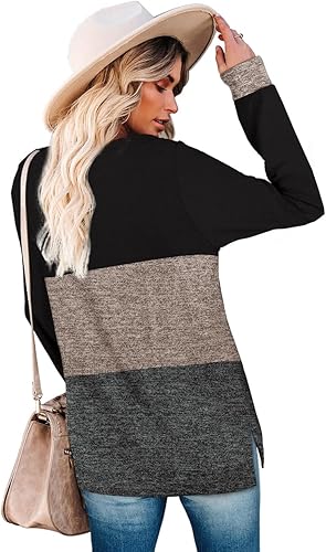 Vista 4 de WEESO Women's Long Sleeve Tunics Color Block Crewneck Sweaters Tunic Tops tunic-shirts